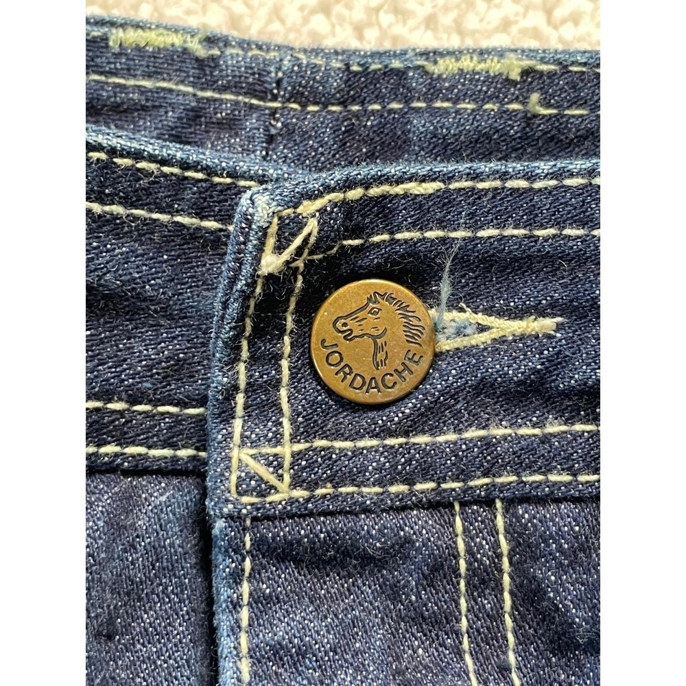 Vintage Jordache Mens 38 Jeans Dark Blue High Rise Straight Leg Thick Stitch - Picture 7 of 16